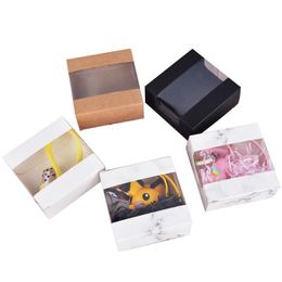 Small Kraft Gift Packaging Paper Box White Black Brown Paper Cardboard Box Soap Candy Packing Kraft Paper Box 10x10x4cm LX3318