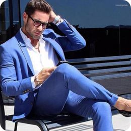 Men's Suits Blue Mens Wedding Jacket Men Prom Bridegroom Custom Tuxedos Slim Fit Formal Man Blazer 2piece Terno Masculino