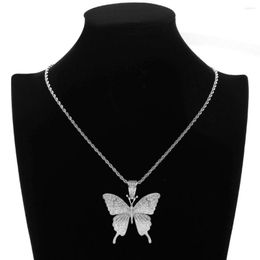 Pendant Necklaces Hip Hop Diamante Butterfly Necklace Chain Cubic Zirconia Fashion Jewellery - 24inch