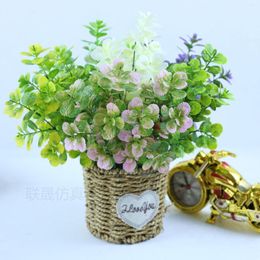 Decorative Flowers Artificial 5-forked Mint Simulation Plant Wedding Scene Indoor Outdoor Party Christmas Decoration