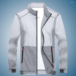 Men's Jackets Outdoor Jacket Contrast Colour Comfortable Men Sunscreen Elastic Hem Sun Protection Summer Coat