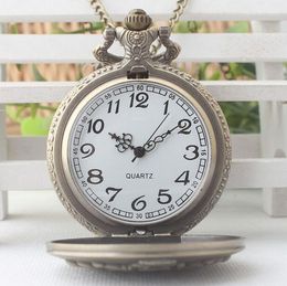 Pocket Watches Vintage Bronze Antiques Snake Pattern Modern Clock Fashion Quartz Woman And Mens Necklace