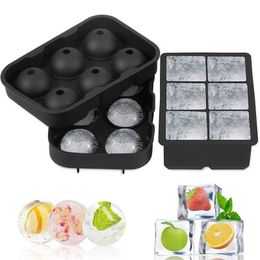 Ice Cream Tools Silicone Round Square Ice Ball Mold 6 Grid Hockey Whiskey Large Ice Cube Tray Food Grade Easy Release Z0308