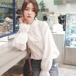 Women's Blouses Shirts Shirts Women Harajuku Clothes Elegant Flare Sleeve Womens Tops and Blouses White Solid Casual Blouse Females Retro Clothing Soft 230309