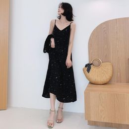 Casual Dresses Black Dress For Women Long Women's Summer Sundress Oversize Sexy Woman Cloth High Quality Kobieta Sukienka TN2006