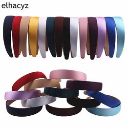 Headwear Hair Accessories 14pcs lot Wholesale Lady Solid Satin Band Plain Alice Headbands 1 Inch Wide band Ribbon DIY 230309