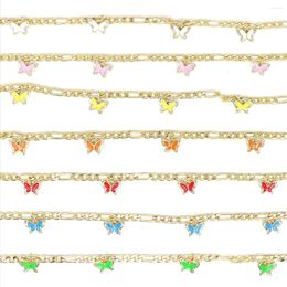 Anklets Gaby Gold Colorfull Butterfly Cuban Link Anklet Ankel Bracelet Foot Jewellery Wholesale Body