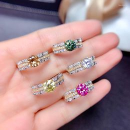 Cluster Rings Independent Design Inlaid Yellow Crystal Round Multi-color Ring Exquisite Sparkling Light Luxury Women's Jewellery