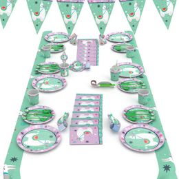 Disposable Dinnerware Cartoon Alpaca Themed Birthday Party Kid Baby Shower Decorations Kids Tableware Supplies