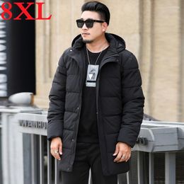 Men's Down 9XL Plus Size Brand 8XL Cotton Padded Hooded Jacket Windproof Parka Men Clothing Thick Quilted Long Type Coat Mens Hoodies