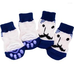 Dog Apparel Beard King Funny Anti-Slip Pet Cat Socks Cartoon Knit Warm Protector Chihuahua Booties Accessories 4Pcs