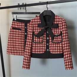 Fashion Womens Suit Designer Set Skirt Autumn New Thin Section Cardigan Coat Short Skirts Women Bowknot Suits Work Clothes
