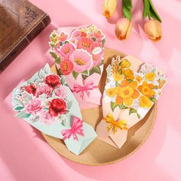 Gift Cards Creative Bouquet flower es greeting card cute mother Valentine's Day holiday Wedding Cards Z0310