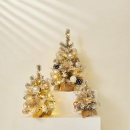 Decorative Flowers 30CM 45CM 60CM Refined Christmas Tree With Lights Ornaments Romantic Atmosphere Simulation Plant Pine Desktop Decor