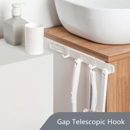 Kitchen Storage Creative Bathroom Hooks Seam Door Back Rack Cabinet Gap Punch Free Pull Plastic Hook Accessories