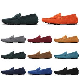 Casual mens women Shoes Leather soft sole black white red orange blue brown comfortable outdoor sneaker 038