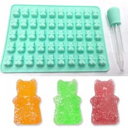 Bears Shaped Soft Chocolate Mold With Droppers 50 Holes Bear Silicone Candy Mold Ice Cube Tray Mold Droppers Sweet Candy Molds