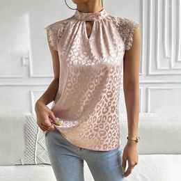 Women's Blouses Summer Women 2023 Fashion Casual Trend Lace Chic Sleeveless Leopard Print Tops Shirt Elegant And Youth Woman