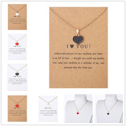 Fashion Women's Love Heart Pendant Necklace Gold White Gift Card Chain Alloy Clavicle Chocker Necklaces Jewellery