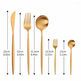 Dinnerware Sets 5Pcs Matte Gold Stainless Steel Cutlery Set Thin Tableware Dinner Flatware Party Kitchen Forks Knives Spoons