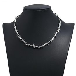 Chains Choker Necklace For Women Men Small Wire Chain Neck Rock Punk Hip Hop Jewellery Little Thorns Gothic Girls Gift