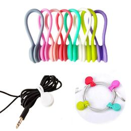 Soft Silicone Magnetic Cable Winder Organiser Cord Earphone Storage Holder Clips Cable Winder For Earphone For Data Cable