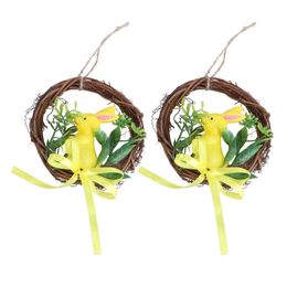 Decorative Flowers Wreaths 2 Pcs Easter Vine Circle Front Door Wood Branch Ring Plastic Rattan P230310 P230310