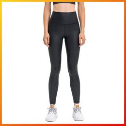 Luluwomen Yoga Pants Gym Matte Leather Texture Sports Pant Women's High Waist Tummy Fitness Exercise Nine-point Plus Size Pant