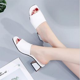 Sandals Summer fashion women's Slippers Fish mouth mid heel sandals lippers Woman Flip flops high heels Ladies Slippers womens sandals 230309