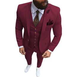 Custom-made Groom Tuxedos One Button Men Notch Lapel Lapel Groomsmen Wedding/Prom/Dinner Man Blazer Jacket Pants Tie Vest m3616