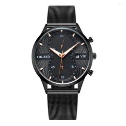 Wristwatches Steel Belt Mesh Men Watches Fashion Casual Calendar Watch Simple Scale Leather Quartz Relogio Masculino