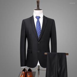 Men's Suits Brands Dress 2023 Men For Wedding Business Regular Slim Fit Classic Pure Black Man Suite Jacket Pant Two Pieces 8550