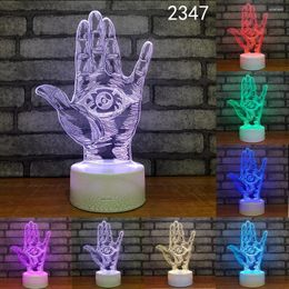 Night Lights Hand Eye Shape 3D Lamp LED Light USB Touch Remote Table Children Baby Sleeping Lighting Bedroom Lampara Lampe