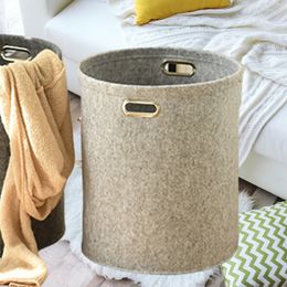 Storage Baskets Wool Felt Storage Basket Thicken Fabric Foldable Oversized Capacity Dirty Laundry Clothes Organiser for Bedroom Sock Underwear 230310