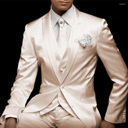Abiti da uomo Gwenhwyfar Luxury Men Suit Design Raso monopetto Abiti da sera da sposa 3 pezzi Costume Homme (giacca gilet pantaloni)