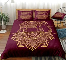 Bedding Sets Mandala Set Elephant Bed Linen Bohemian Duvet Cover Red Gold Boys Girls Home Textile Microfiber