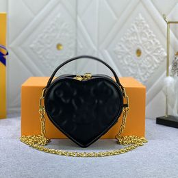 Heart Crossbody Bag Women Quilted Handbags Purse Plain Shoulder Bags Genuine Leather Removable Chain Zipper Closure Gold Hardware Hand Wallets