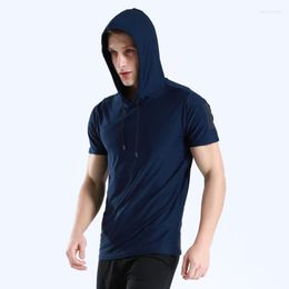 Men's T Shirts Summer Tee Shirt Men Clothing Hooded Casual Short-sleeve Men's T-shirt Breathable Quick-drying Tops Homme Sq801