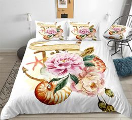 Bedding Sets Ocean Duvet Cover Set Style Cartoon Floral Water Colour Beds For Girl Kids Home Textiles Microfiber Bed