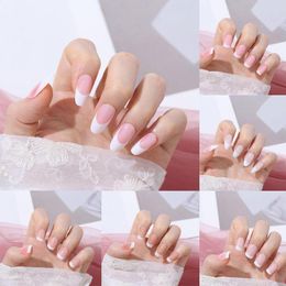 Nail Art Kits False Nails Wearable 24pcs/Box Detachable White Square Head Fake Full Cover Tips Press On