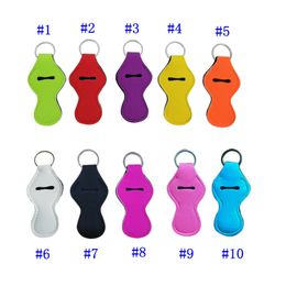 fast Shipping hot selling monogrammed solid Colour neoprene keychain holder chapstick holder lipstick Factory wholesale LX0427