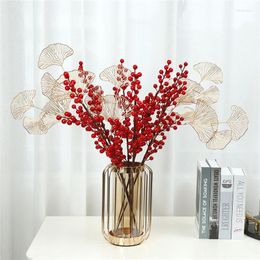 Decorative Flowers Artificial Flower Berry Red Fake Plants Year Festive Party Supplies Home Decorations Desktop Room Decorate DIY Wedding