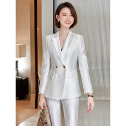 Women's Suits Blazers High Quality Fabric Business Suits Women Formal Professional Blazers Work Wear OL Styles Career Interview Trousers Set Pantsuits 230310