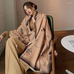Scarves High Quality Horse Print Cashmere Scarf Women Warm Fashion Winter Elegant Shawl Pashmina WholesaleScarves Kimd22