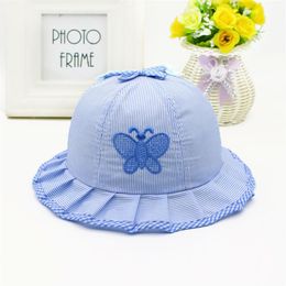 2020 spring new striped butterfly basin hat frill Princess Hat Baby sunscreen hat GC124215Q