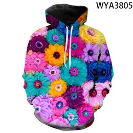 Men's Hoodies 2023 Men Women Children Fashion Sweatshirts Flower 3D Printed Street Boy Girl Long Sleeve Pullover Hooded Jacket