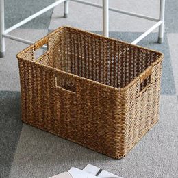 Storage Baskets Rattan Like Kitchen Cabinet Storage Basket Household Wardrobe Finishing Box Toy Basket Plastic Bathroom Storage Basket 230310