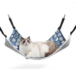 Cat Beds Breathable Pet Cage Hammock With Adjustable Straps And Metal Hooks Double-Sided Hanging Bed For Cats Ferret Puppy