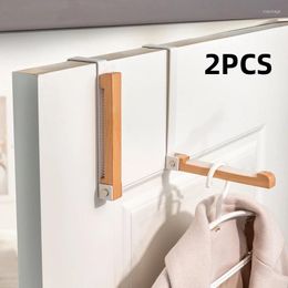 Hooks 2Pcs Home Rear Door Hook Foldable Kitchen Bathroom Accessories Portable Wooden Clothes Bag Storage Rack Organisation