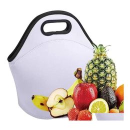 Party Favour Sublimation Blanks Reusable Neoprene Tote Bag Handbag Insated Soft Lunch Bags With Zipper Design For Work School RRA